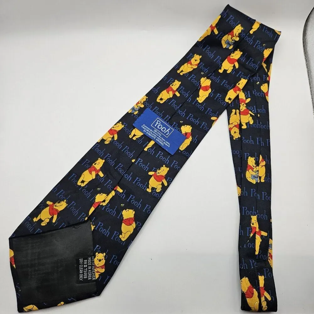 Disney Winnie‎ The Pooh Navy Text Honey Pot Tie Cartoon Teacher Party 59x4 1/8